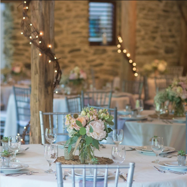 Pheasant Run Farm Reception Rustic reception setup inside Pheasant Run Farm Bed & Breakfast wedding venue in Lancaster County