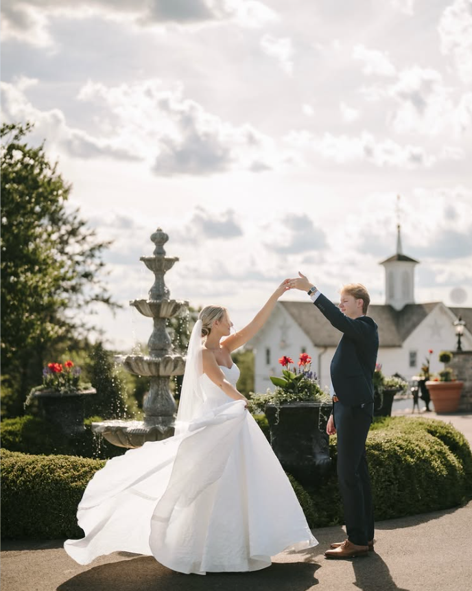 The Star Barn at Stone Gables Estate Bride and groom dancing in front of The Star Barn at Stone Gables Estate in Elizabethtown, Pennsylvania