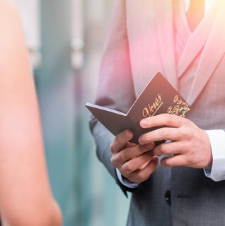 Couple exchanging vows during a wedding ceremony in Pennsylvania