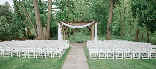 wedding event with arranged glasses