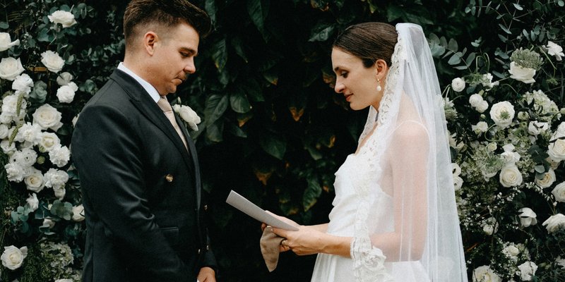 Bride and groom exchanging vows
